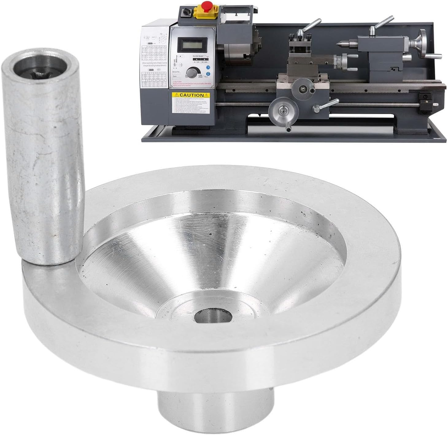 Revolving Handle Handwheel, CNC Aluminum Alloy for Mini Lathe, Chamfered Hole Design Easy Axle Installation on CJ0618A 7X12 image number 1