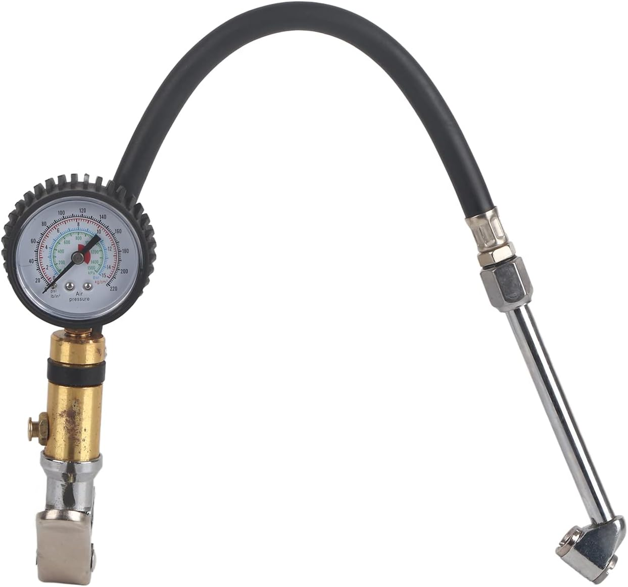 Viagasafamido Air Inflation Inflator Pump Gun 1/4 Inch Interface 10-220Psi Air Compressor Attachments Tire Inflator Nozzle with Tire Tyre Pressure Dial Meter for Bike Motorcycle Automobile image number 6