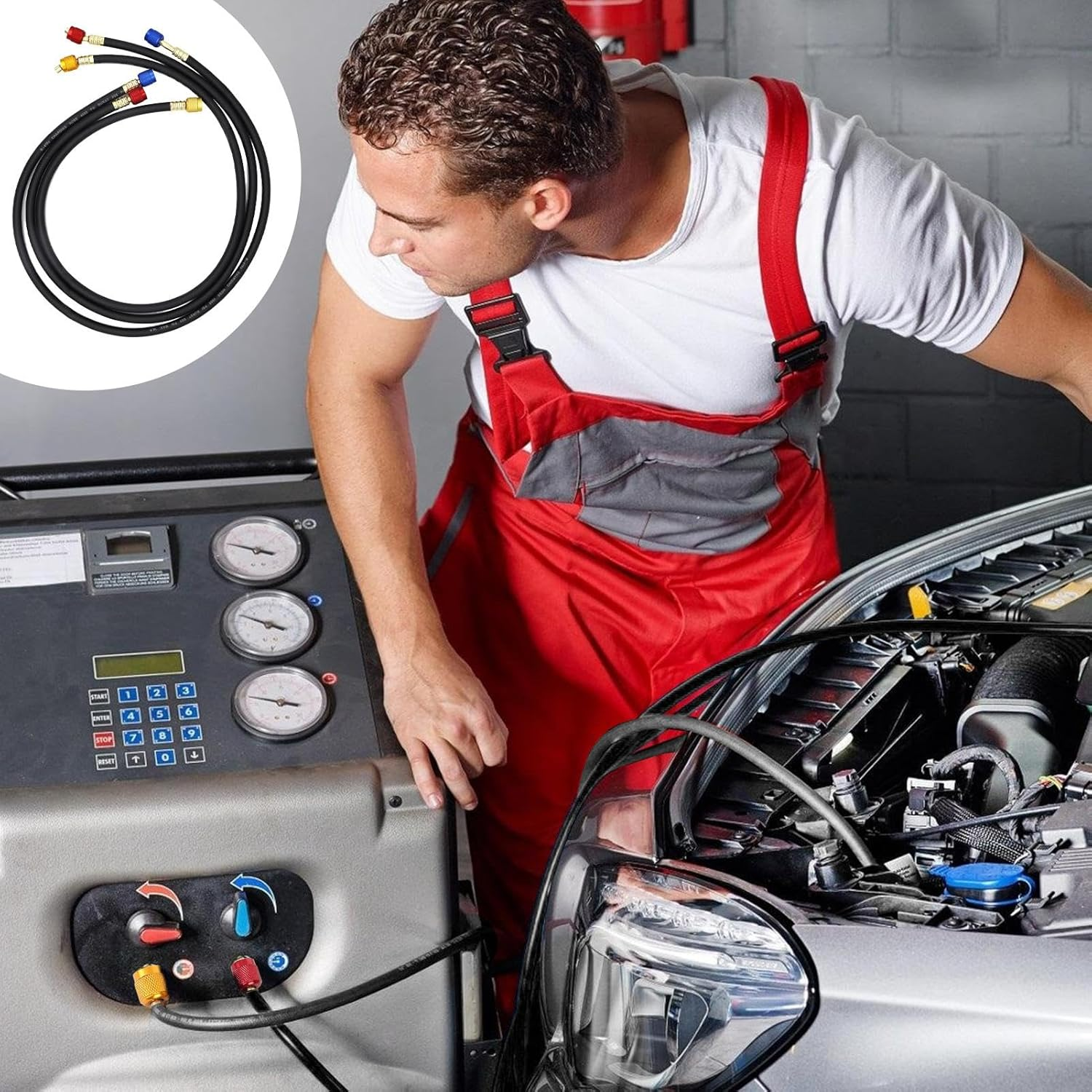 Car Air Conditioning Filling Pipe - Kit for Air Condition Refrigerant Charging - Strong Sealing Car Fluorinated Refrigerant Pipe for Trucks, Suvs, and Rvs - 1.8 Meters image number 7