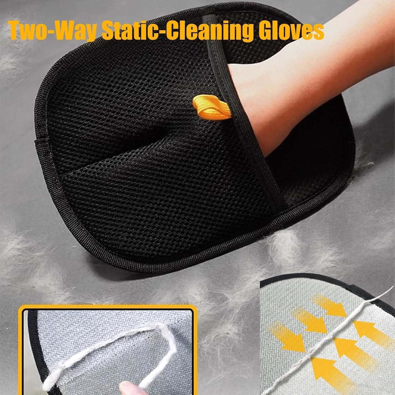 Pet Hair Remover Glove for Dogs & Cats &ndash; Two-Way Static Cleaning Grooming Glove for Furniture, Carpet, Car, Bedding &ndash; Reusable Hair Removal Mitt (1PC) image number 2