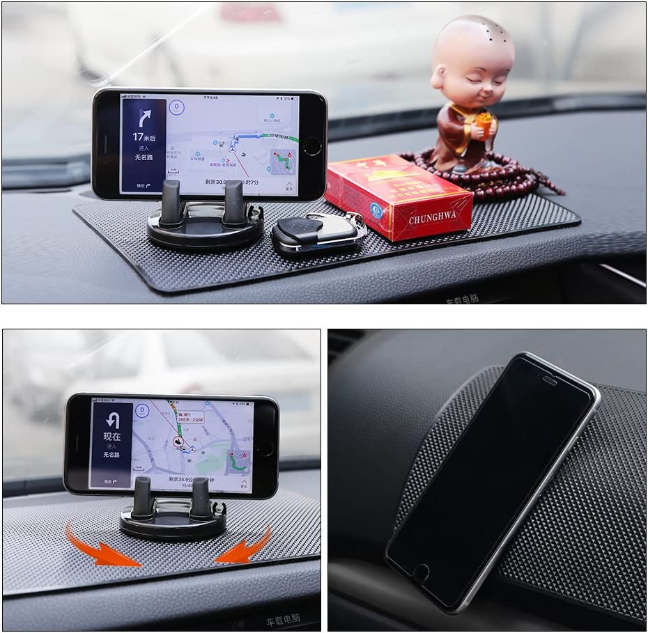 EFORCAR Anti-Slip Mat,Car Dashboard Non-Slip Pad,Silicone Gel Car Anti-Slip Mat for Cellphone Ornaments Fixed Center Console Grid Holds Cell Phones,Sunglasses,Coins,Keys Etc - Black image number 4