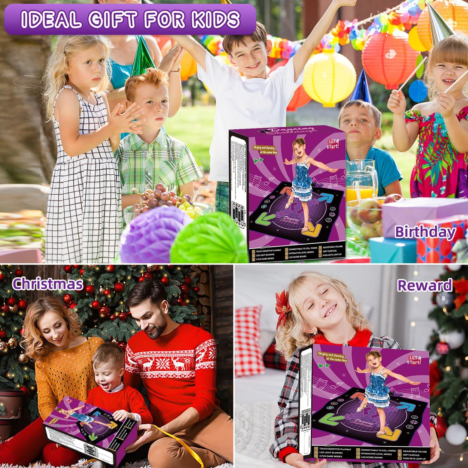 Kids Dance Mat Toy- Wireless Bluetooth Light-Up 6-Key Electronic Dance Pad, 6 Games & Music Modes, Birthday Girls image number 5