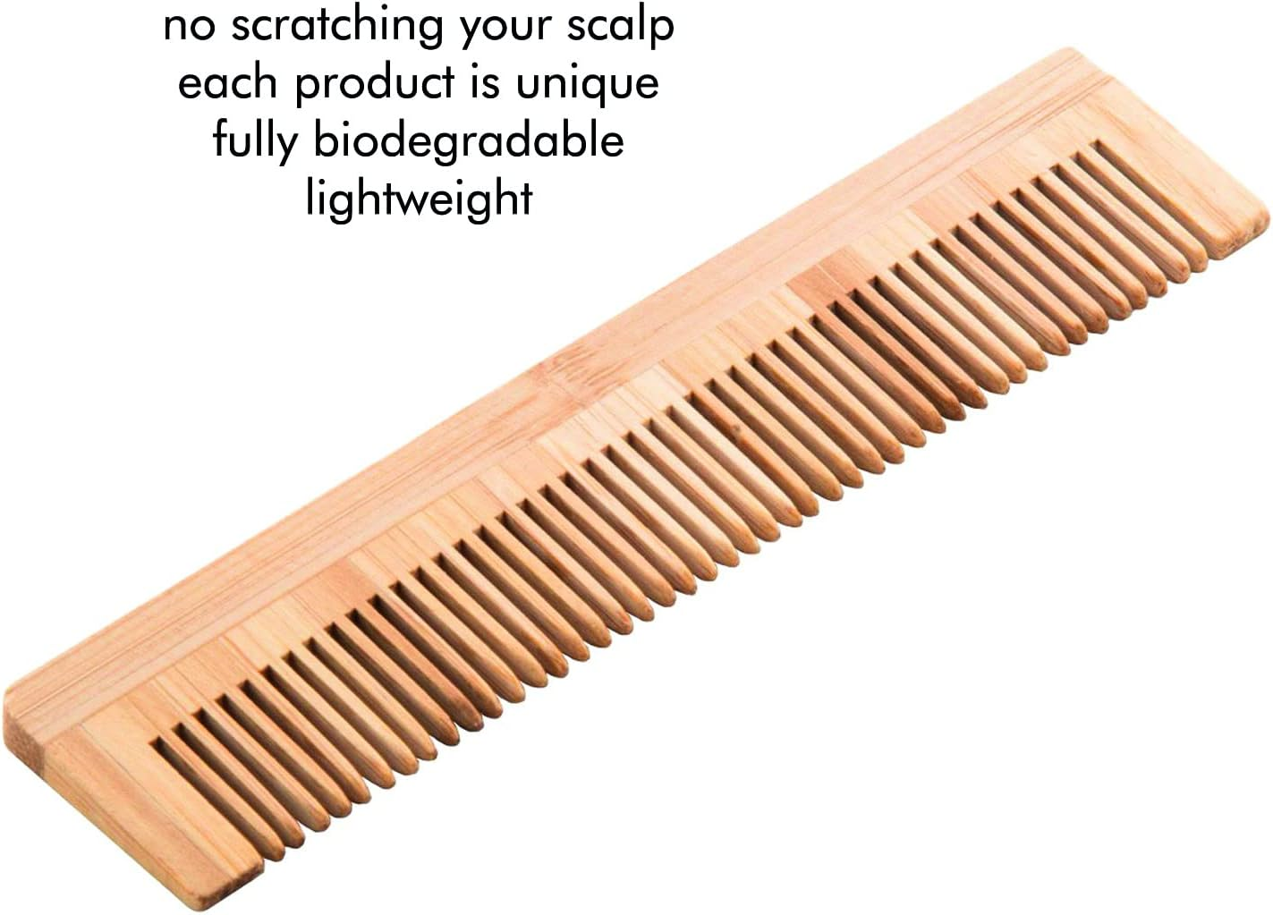 Bamboo Comb, 100% Natural and Anti-Static - Universal Comb for All Hair Type (Men & Women) - for Short and Long Hair - Fine Teeth and Smoothed Surface - 13 Cm image number 3