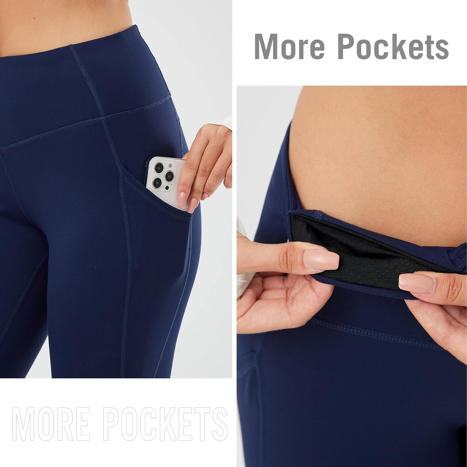 Baleaf Women'S Fleece Lined Winter Leggings High Waisted Thermal Warm Yoga Pants with Pockets image number 2