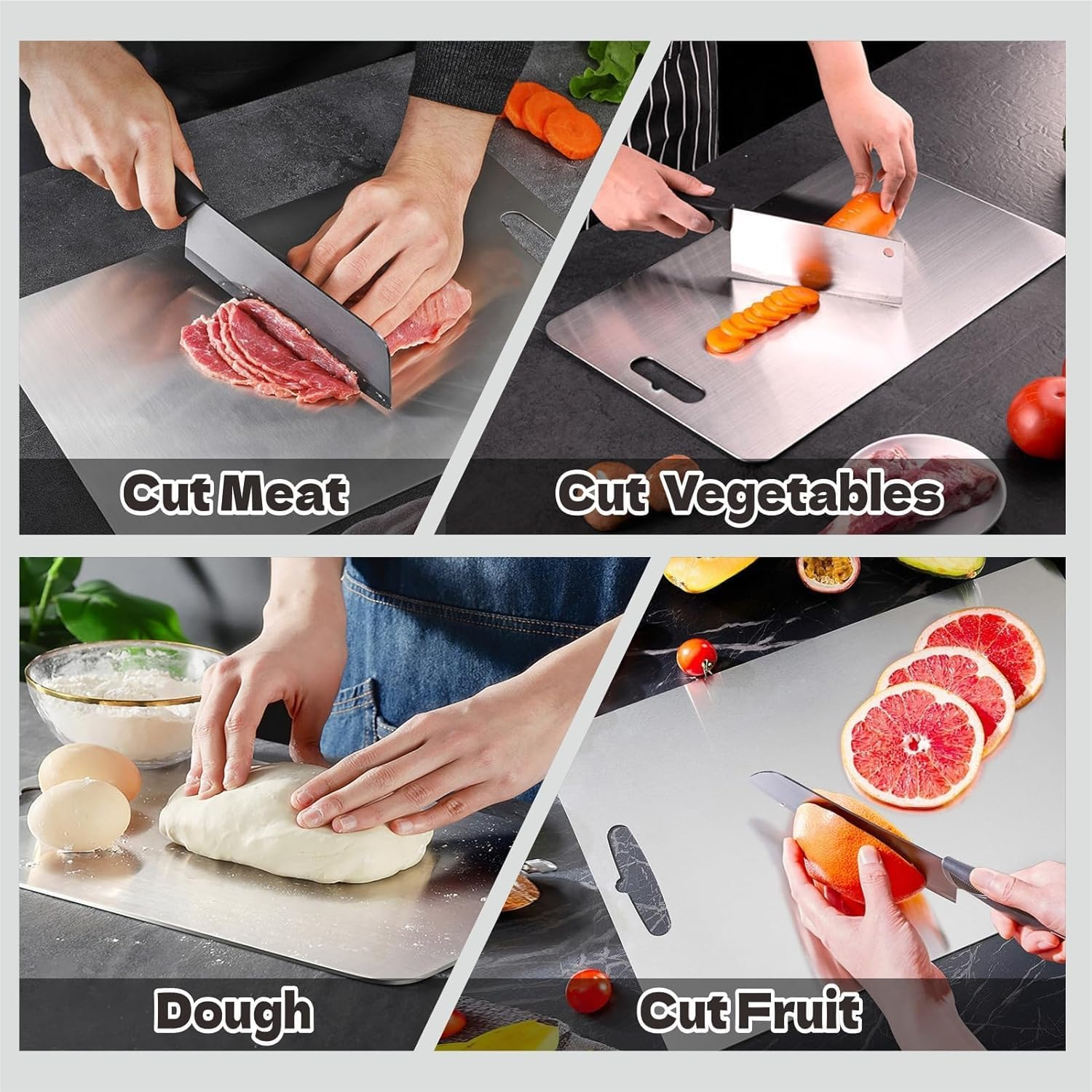3 Pack Titanium Cutting Boards for Kitchen, 100% Pure Cut Titanium Cutting Board, Food Grade Quality,Easy to Clean and Will Not Absorb Odors, Suitable for Kitchen or Outdoor Camping image number 1