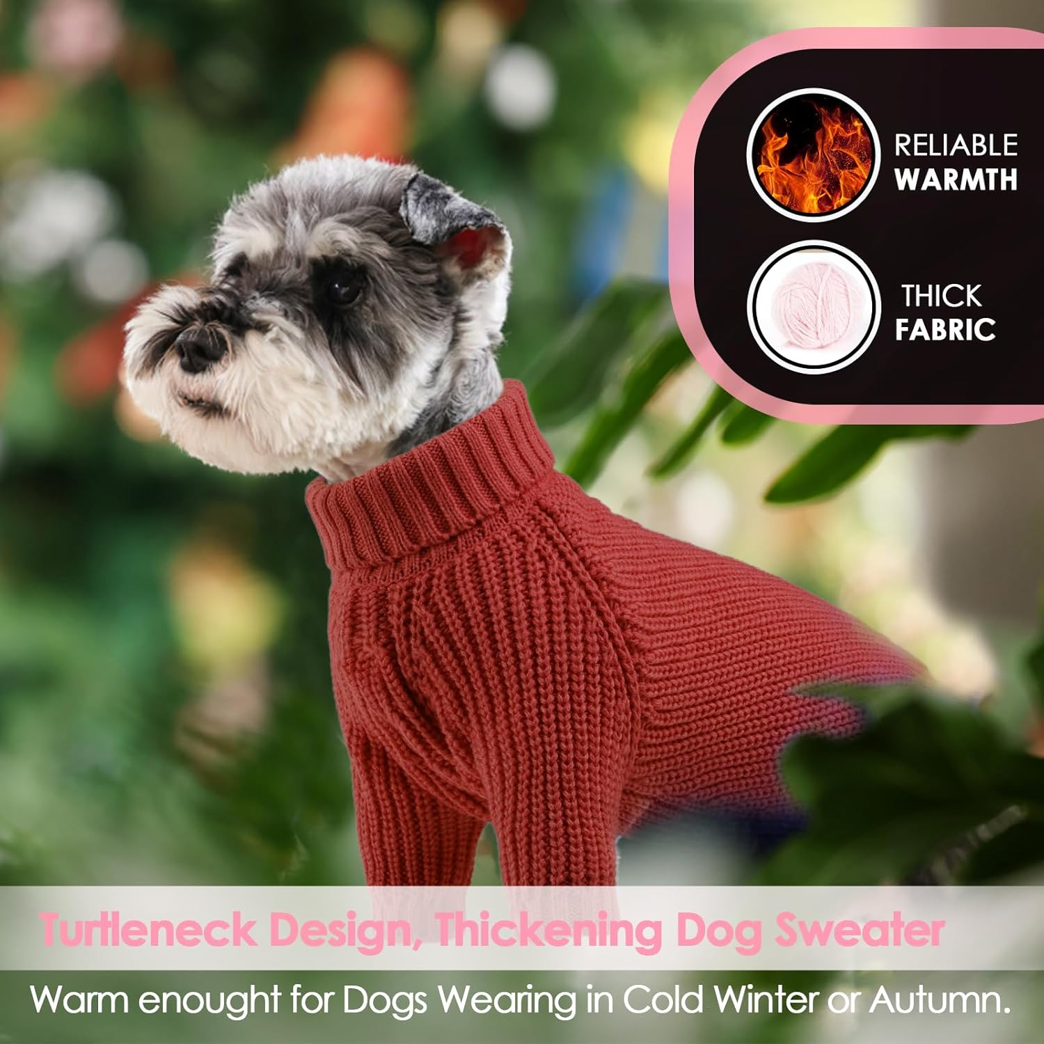 AOFITEE Dog Sweater for Small Dogs, Solid Knitted Dog Jumper, Warm Winter Turtleneck Sweater, Puppy Cat Sweater, Small Dog Sweater for Chihuahua, Bulldog, Dachshund, Yorkie image number 2