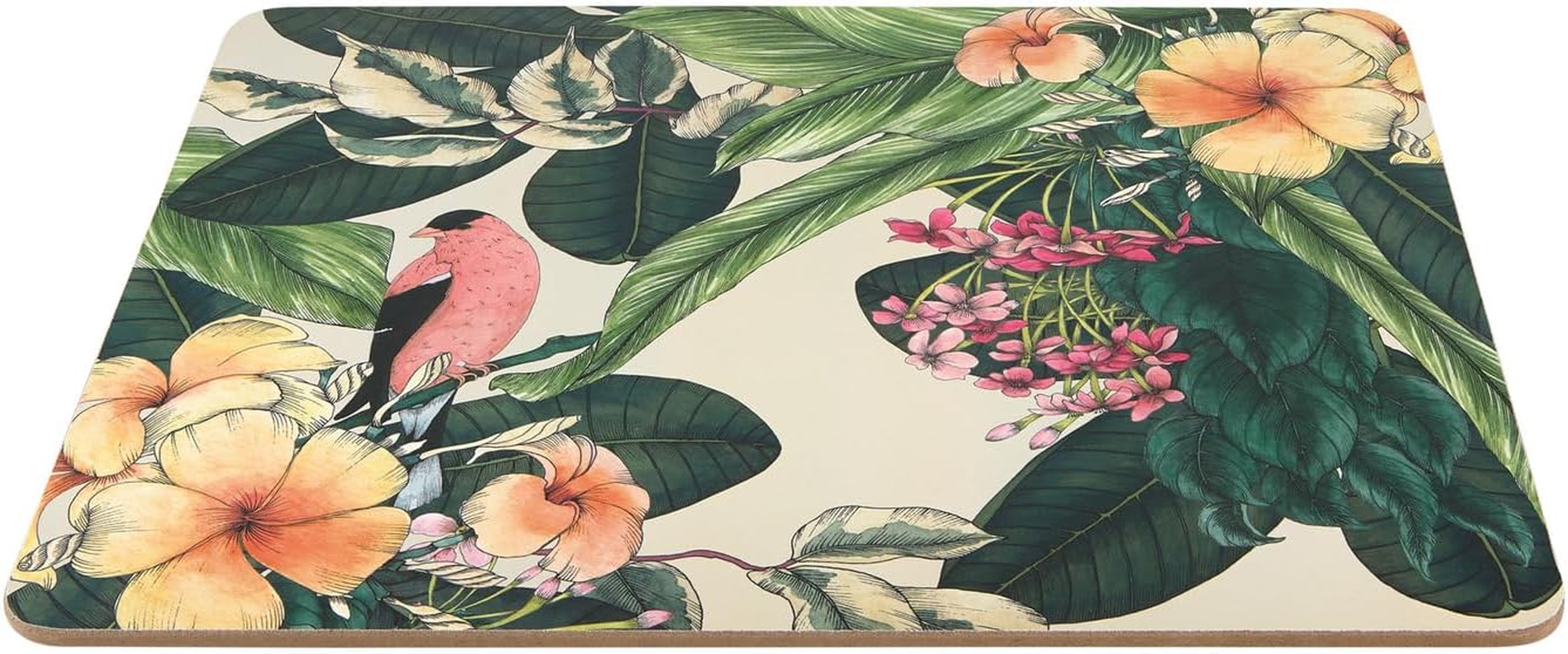 Maxwell & Williams the Blck Pen Frangipani Cork Back Placemat 34X26.5Cm Set of 4 Gift Boxed