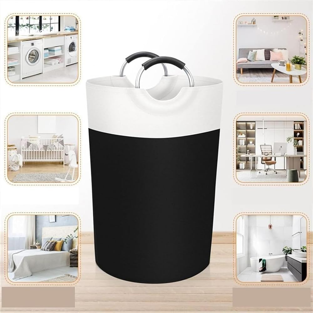 80L Laundry Basket &ndash; Collapsible Laundry Hamper with Waterproof Material, Foam-Protected Aluminum Handles, Large Capacity for College Dorm, Family, Black image number 6