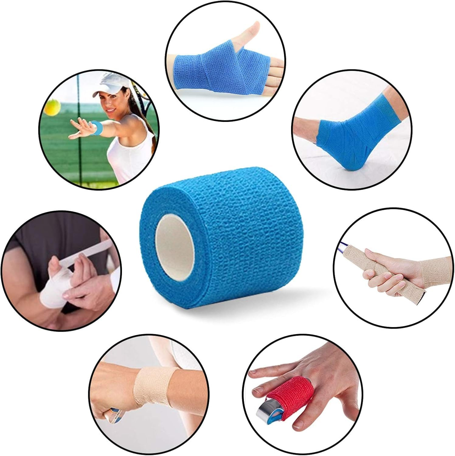 10PCS Self Adhesive Bandage Wrap, 5 Yards Assorted Colors Bandage Tape, Non-Woven Stretch Cohesive Bandage Wrap for Pets, Athletic, Sports, Wrist (10CM) image number 5