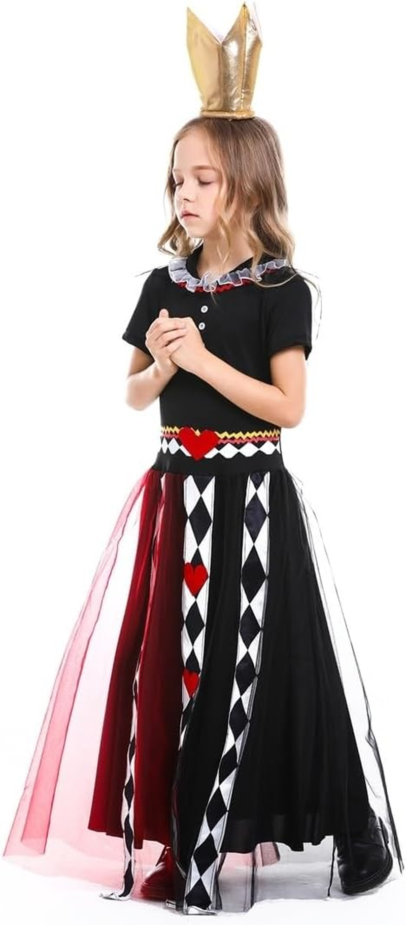 Costume Bay Girls Queen of Hearts Alice in Adventure Book Week Cosplay Party Costume Enchanted Kids Dress Themed Costume Imaginative Play Royal Birthday Girls image number 5