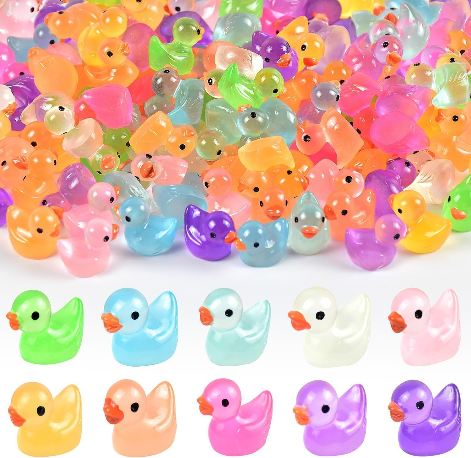 100 Pcs Mini Animals Miniature Resin Figurines in the Mini Animals Garden Miniature Moss Landscape DIY (Duck) image number 1