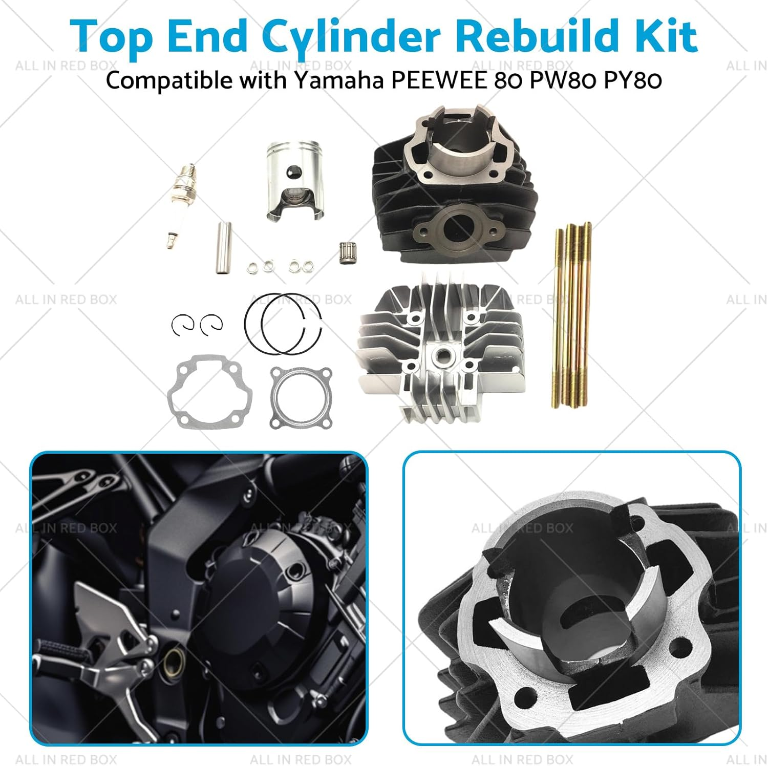 MAX COOL Top End Cylinder Rebuild Kit Bore Barrel Piston Suitable for Yamaha Peewee 80 PW80 PY80 image number 4