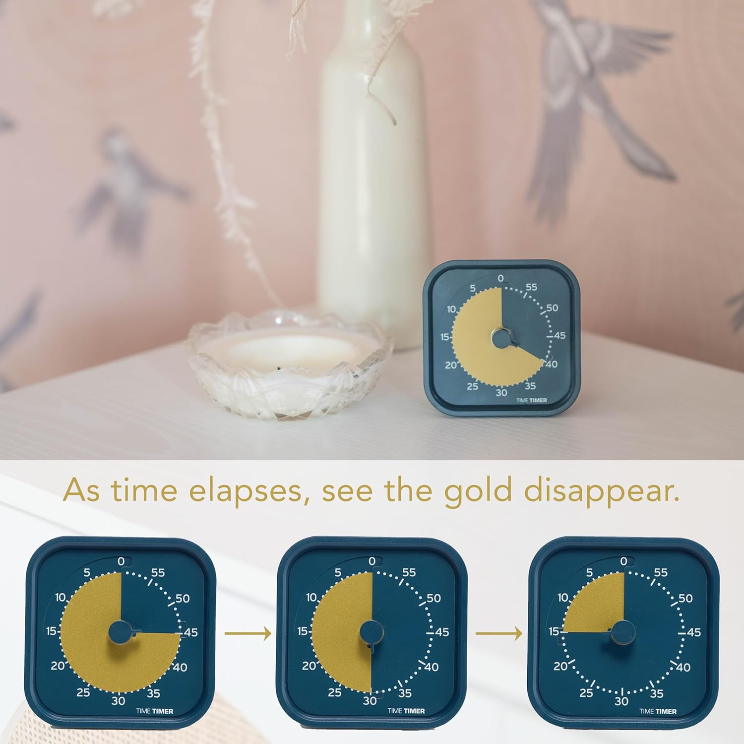 Time Timer MOD - Home Edition - Individual Sized 60 Minute Visual Countdown Timer for ADHD, Aduts, Students, and Pomodoro with Silent Operation (Metallic Midnight) - Rainbow Wheel image number 5