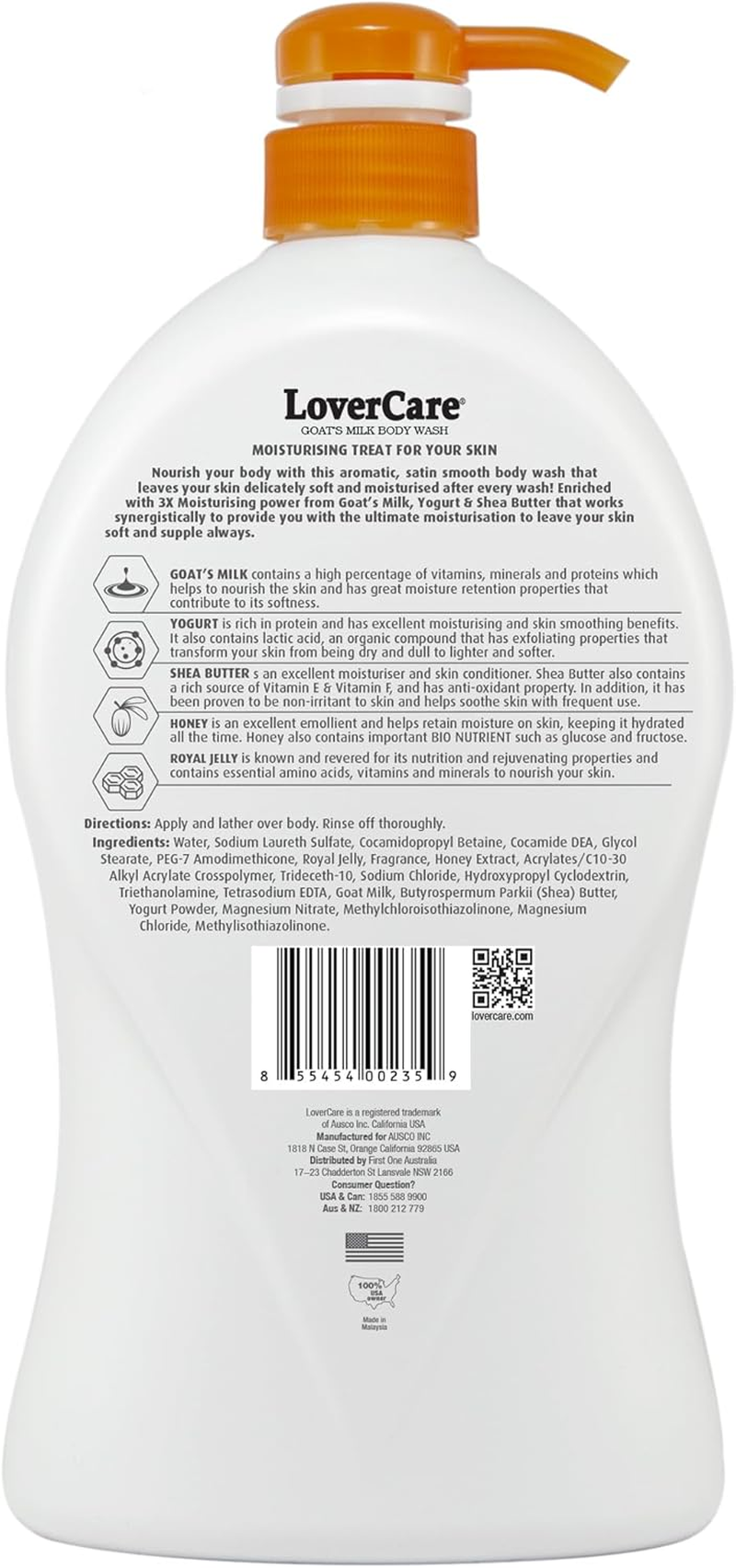 Lovercare 2-Pack Goat'S Milk Shower Cream with Royal Jelly & Honey 1.2 L image number 5