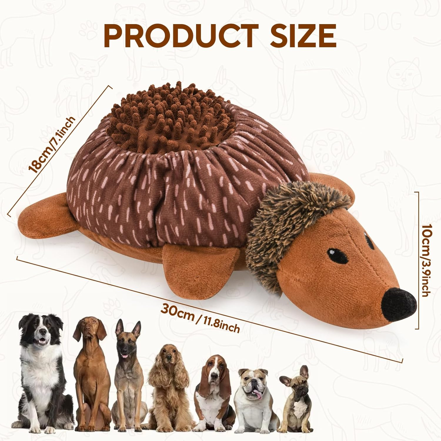 LIFLIX 2 in 1 Snuffle and Squeaky Plush Dog Toy, Treat Hiding Dog Toys, Interactive Enrichment Stuffed Toys for Small Medium Large Breeds, Hedgehog Shape image number 2