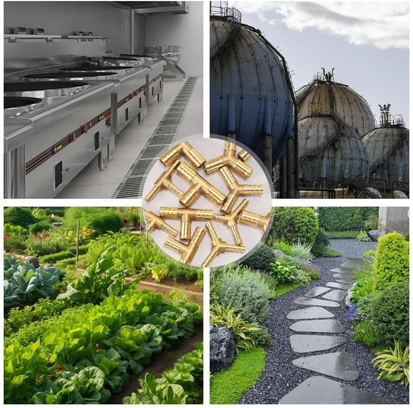 2Pcs 8Mm Y-Shaped Brass Hose Barb Tee Fittings, Repair Home Factory Office Replacement Hardware Fittings for Pipe Fuel Air Water Oil