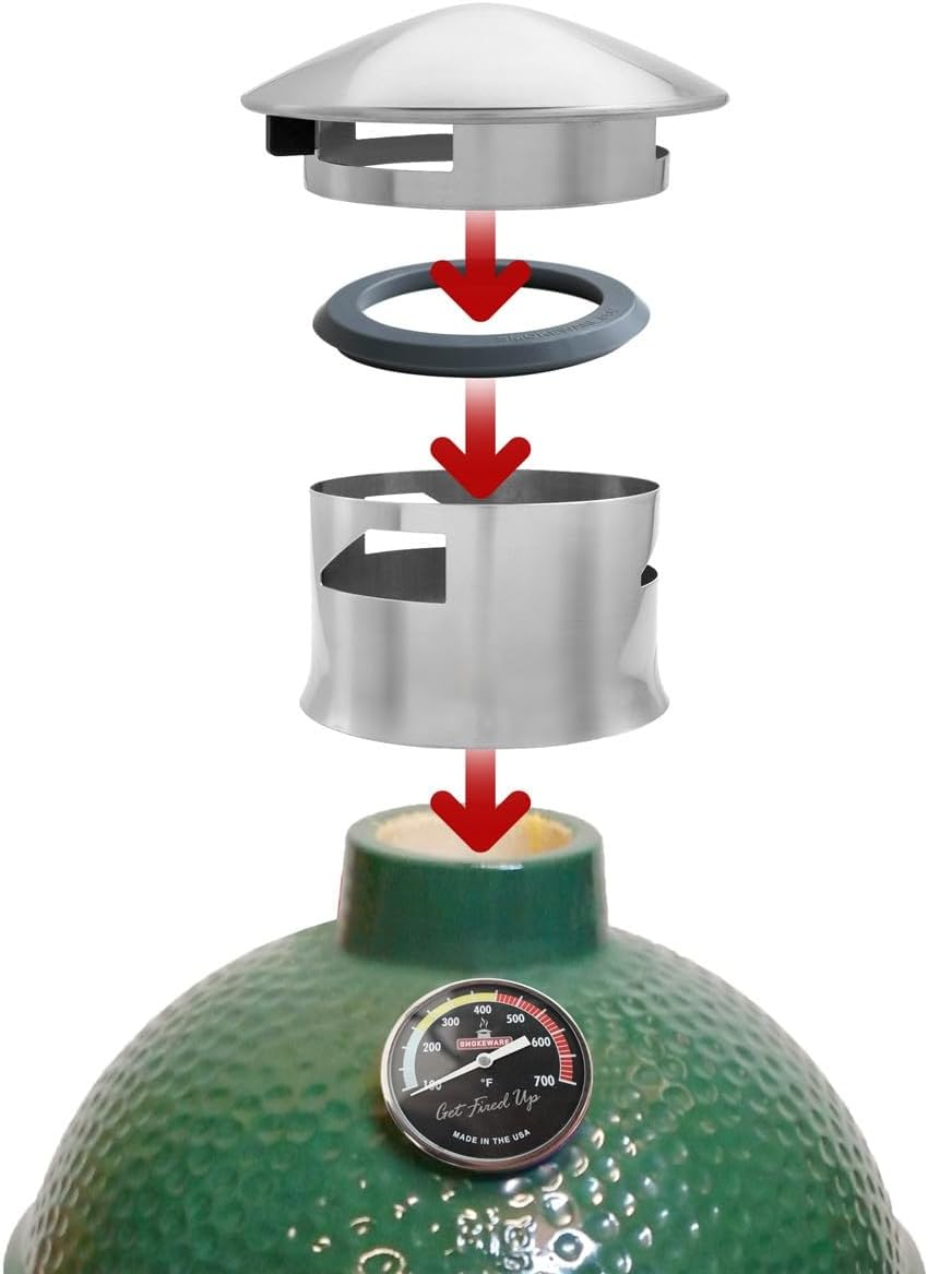 Smokeware All Weather BBQ Chimney Vent for Kamado Joe Junior & Big Green Egg Minimax (Includes Silicone Adapter) image number 1