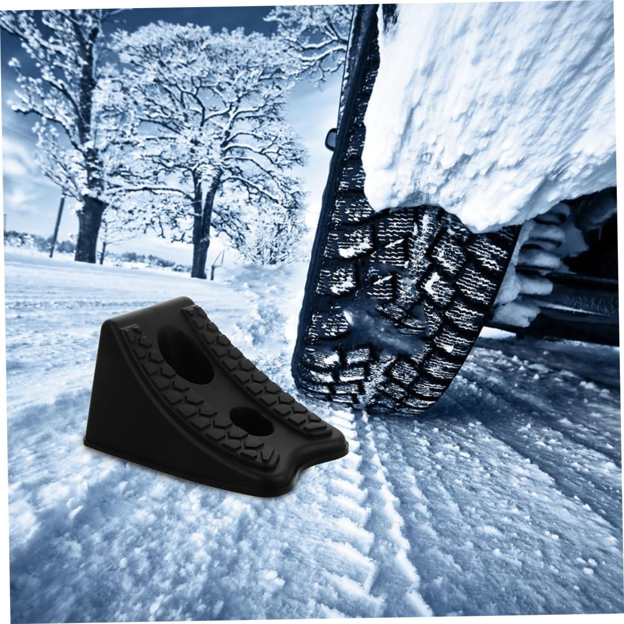 YOSADIER 2Pcs Slip Wheel Chocks for Trailers Trucks Rvs Motorcycles Durable Plastic Wheel Blocks for Vehicle Stability and Safety Easy Installation for Parking and Maintenance image number 5