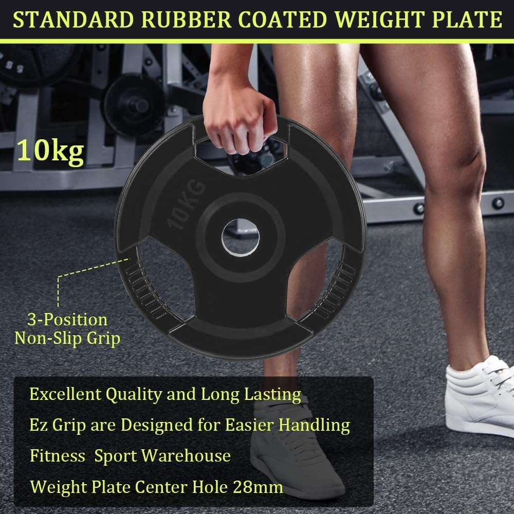 Standard Rubber Coated Weight Plate for Dumbbell and Barbell - Premium Quality Weighted Rubber Coated Plates 28Mm Center Hole,Gym Equipment Accessories Body Building, Weightlifting, Crossfit, Fitness Strength Weight Training 1.25Kg to 20Kg - 2.5Kg X2 image number 6
