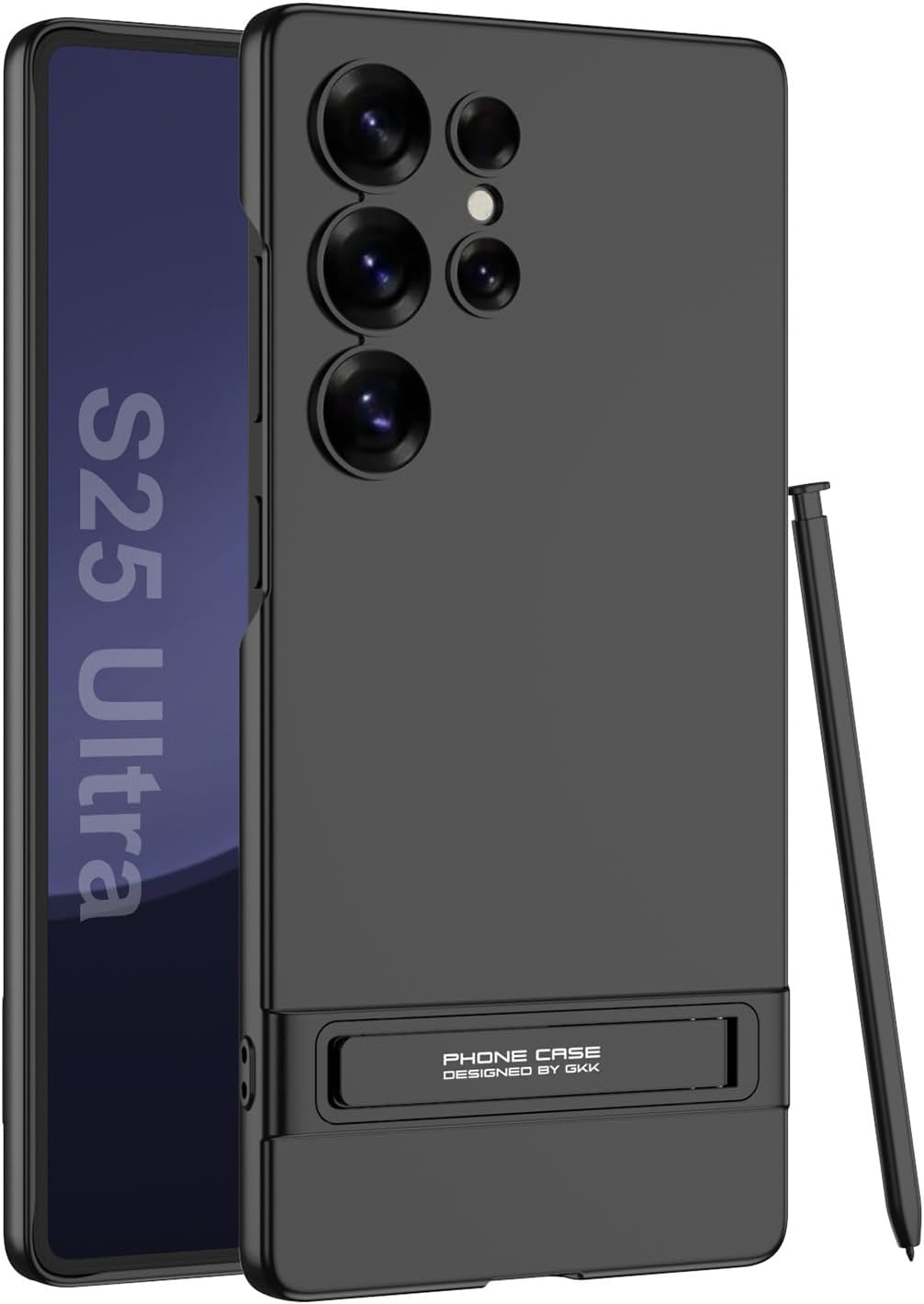 NINKI for Samsung Galaxy S25 Ultra Case Slim with Kickstand,3-Way Stand Ultra Slim Thin Hard PC Phone Cover for Samsung S25 Ultra Case with Stand for Men Women - Black