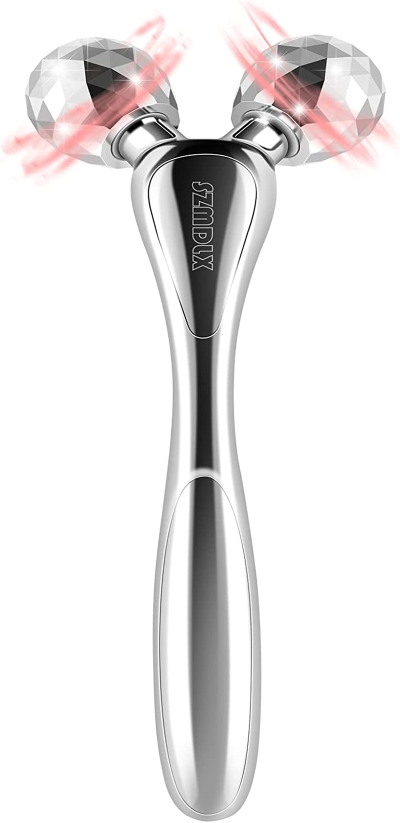 SZMDLX 3D Facial Roller Massager, Y-Shape Ball Roller Face Massager Tool for Skin Tightening, Lift Face Contour and Reduce Puffiness, anti Aging Wrinkle, Firm Body Skin (Silver)