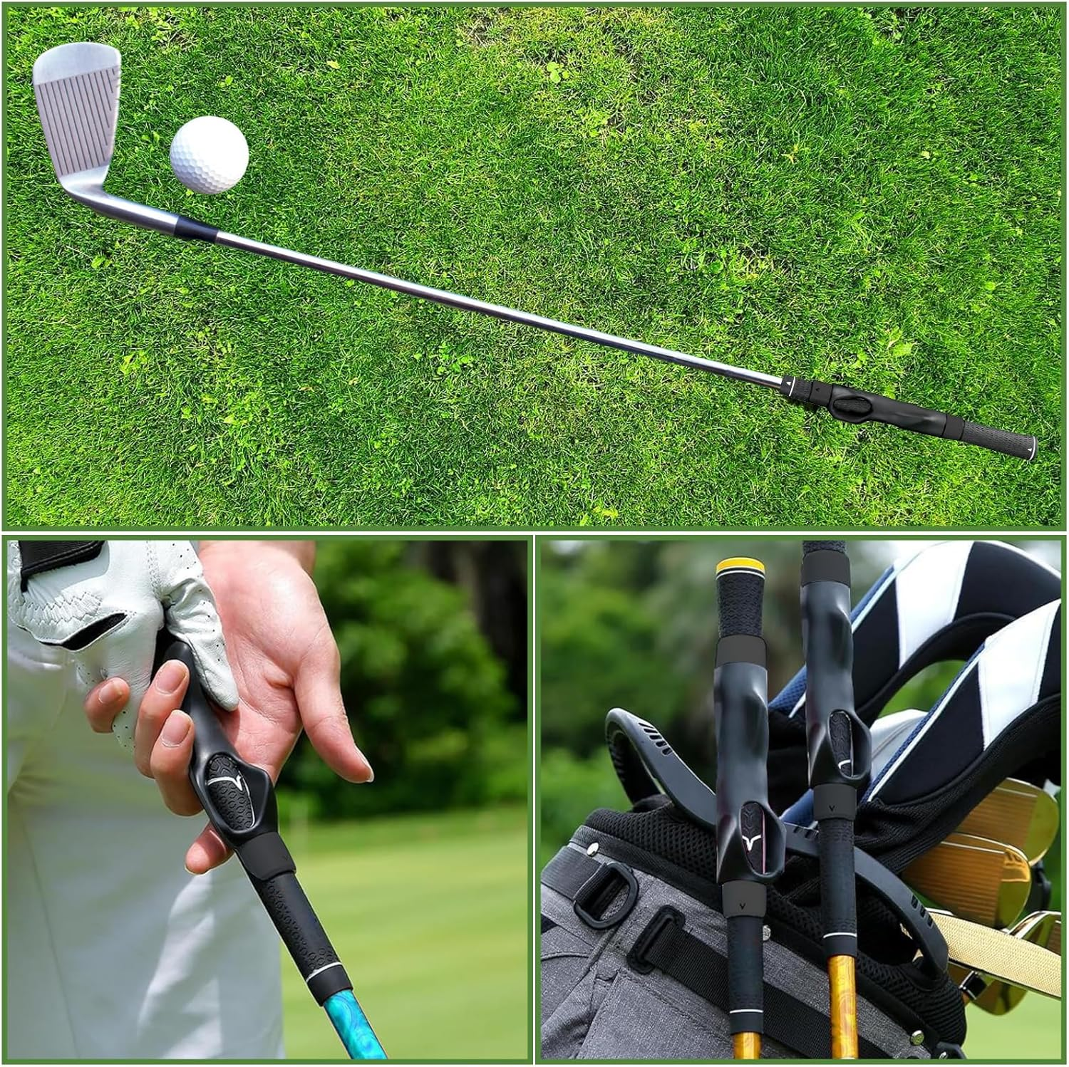 1Pcs Golf Club Grips, Golf Grip Training Aid, Premium Swing Training Aid for Muscle Memory for Golf Beginner Men Women Kids Golf Grip Trainer( Black )