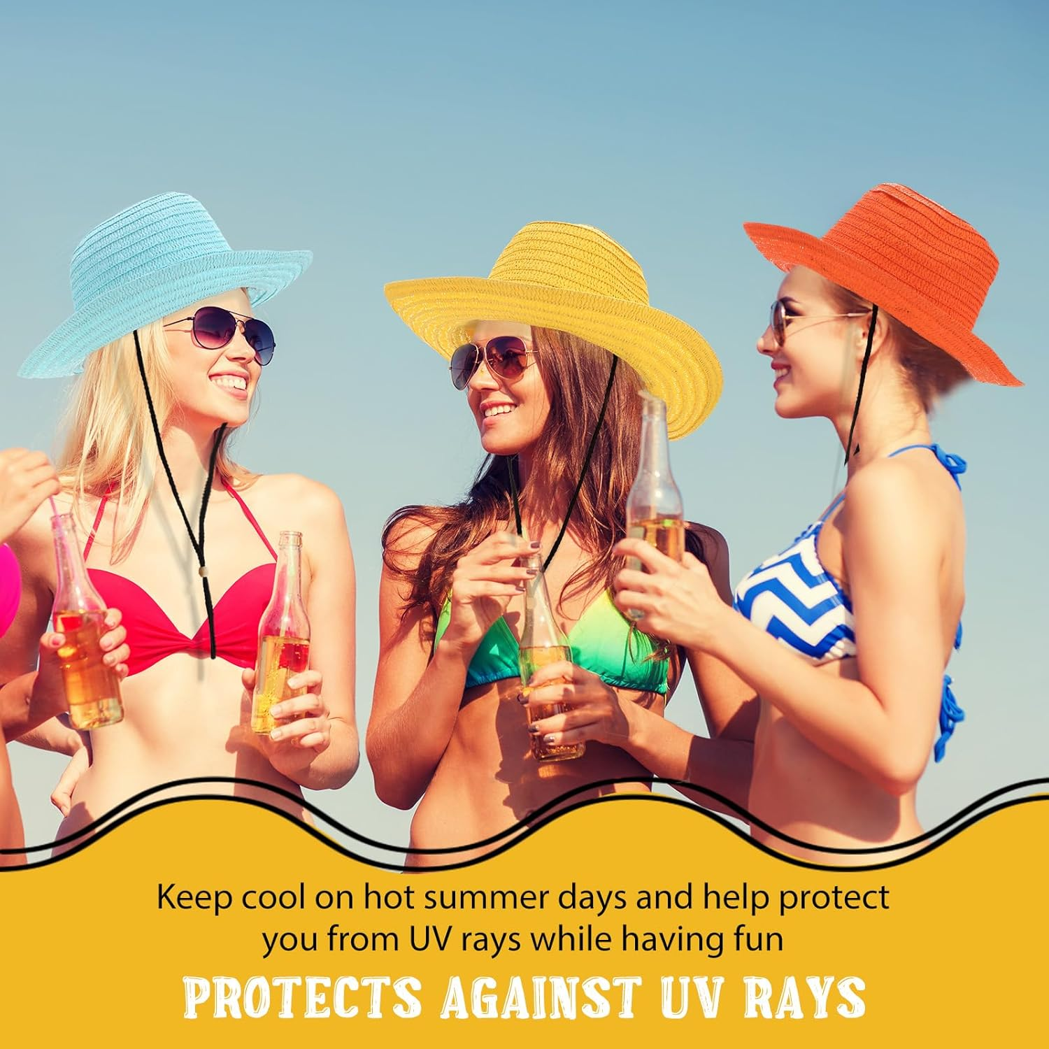 Bonuci 15 Pcs Straw Cowboy Hat Party Hat Colorful Sun Hat Bulks Beach Hat Sun Protection Hat for Women Men Wide Brim Hat Cowgirl Costume Accessories for Travel Outdoor Western Themed Party, 15 Colors image number 4