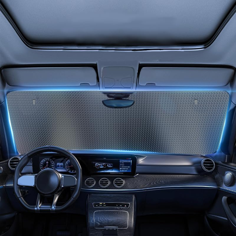 Car Windshield Sunshade, Purple Eyelash Front Window Sun Shades, Folding Block Sun Visor Protector for Car, Sedan, Truck, SUV, Womens Cute Auto Interior Accessories 51X27.5 In image number 2