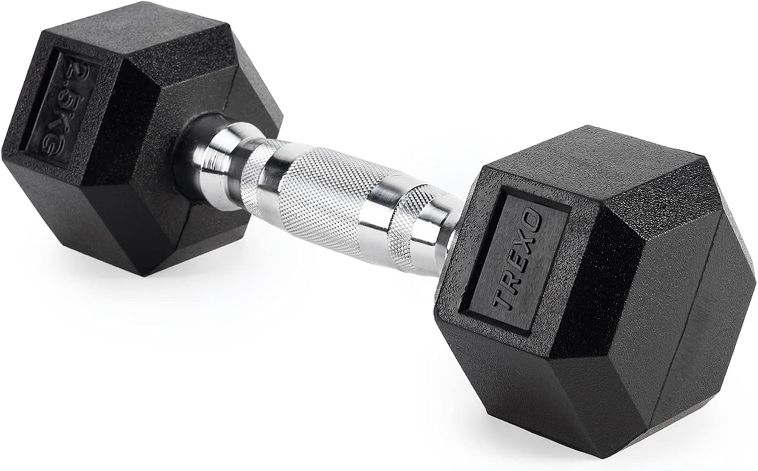 TREXO Hexagon Dumbbell Durable Rubberised Cast Iron for Strength Training at Home with Ergonomic Handle Stable and Versatile Hex Dumbbell