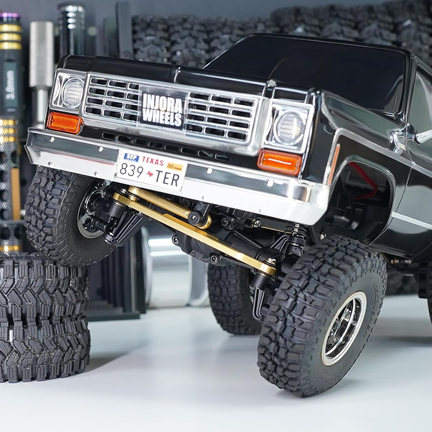 INJORA Brass Steering Left for FMS FCX24 Power Wagon Mud Racer 1/24 Upgrade Part image number 1