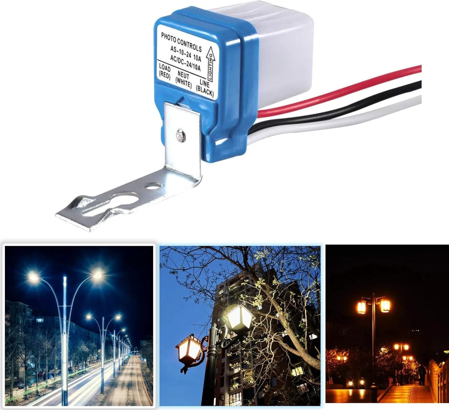 Clearhill 2 Pack - 12V 10A Automatic On/Off Photocell Street Light Switch, 50-60Hz Photo Control Sensor for Outdoor Lighting image number 3