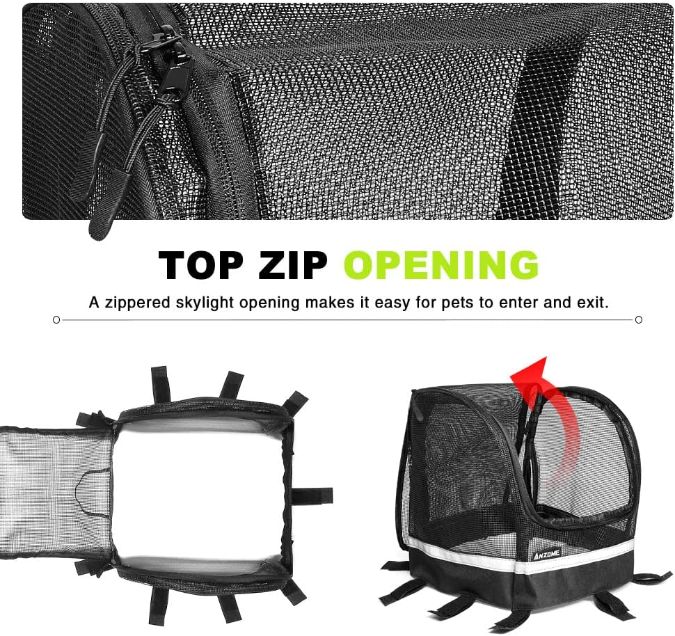 ANZOME Bike Basket Cover, Removable Full Zip Opening Dog Bike Basket Cover, Easily Put in & Take Out Breathable Net for Maximum Basket 12.9&rdquo;L*8.6&rdquo;W (Basket Not Included) image number 5