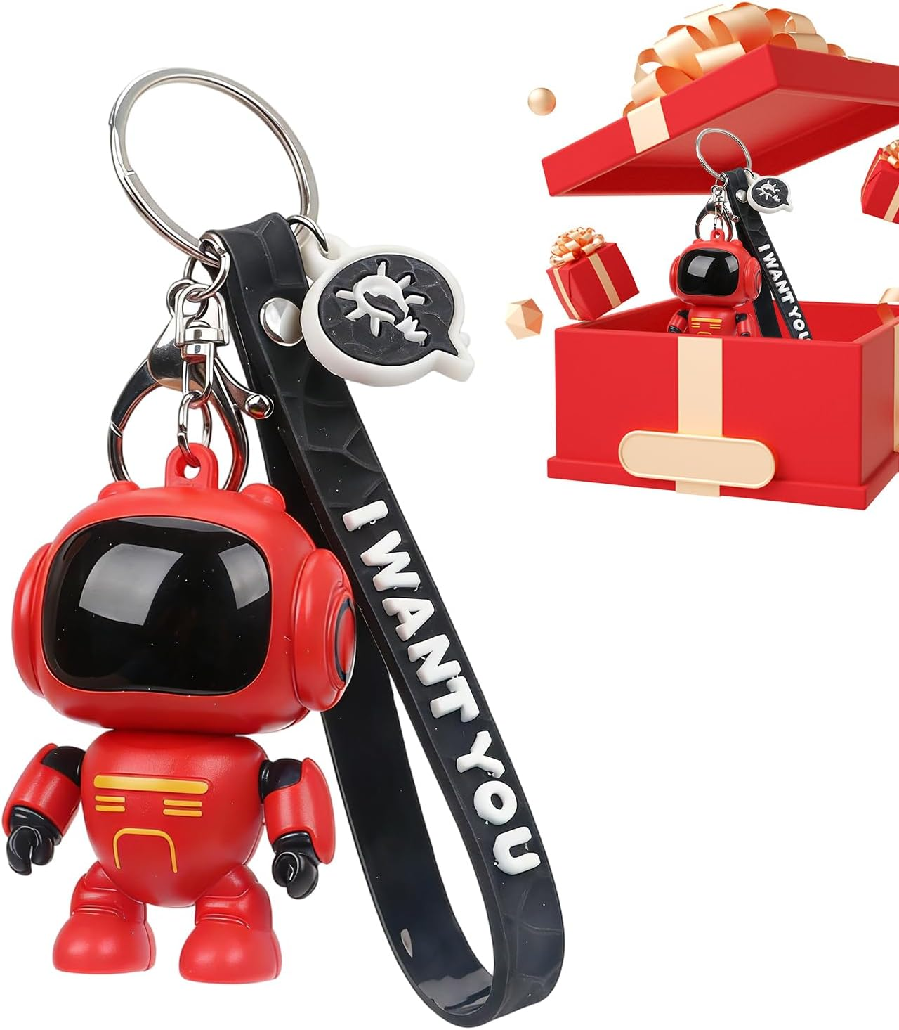 Yorajuy Bag Charm,Joint Movable Robot Wallet Pendant,Luminous Eyes Design Purse Keychain | for Women Bag Wallet Schoolbag Handbag Home Car Travel