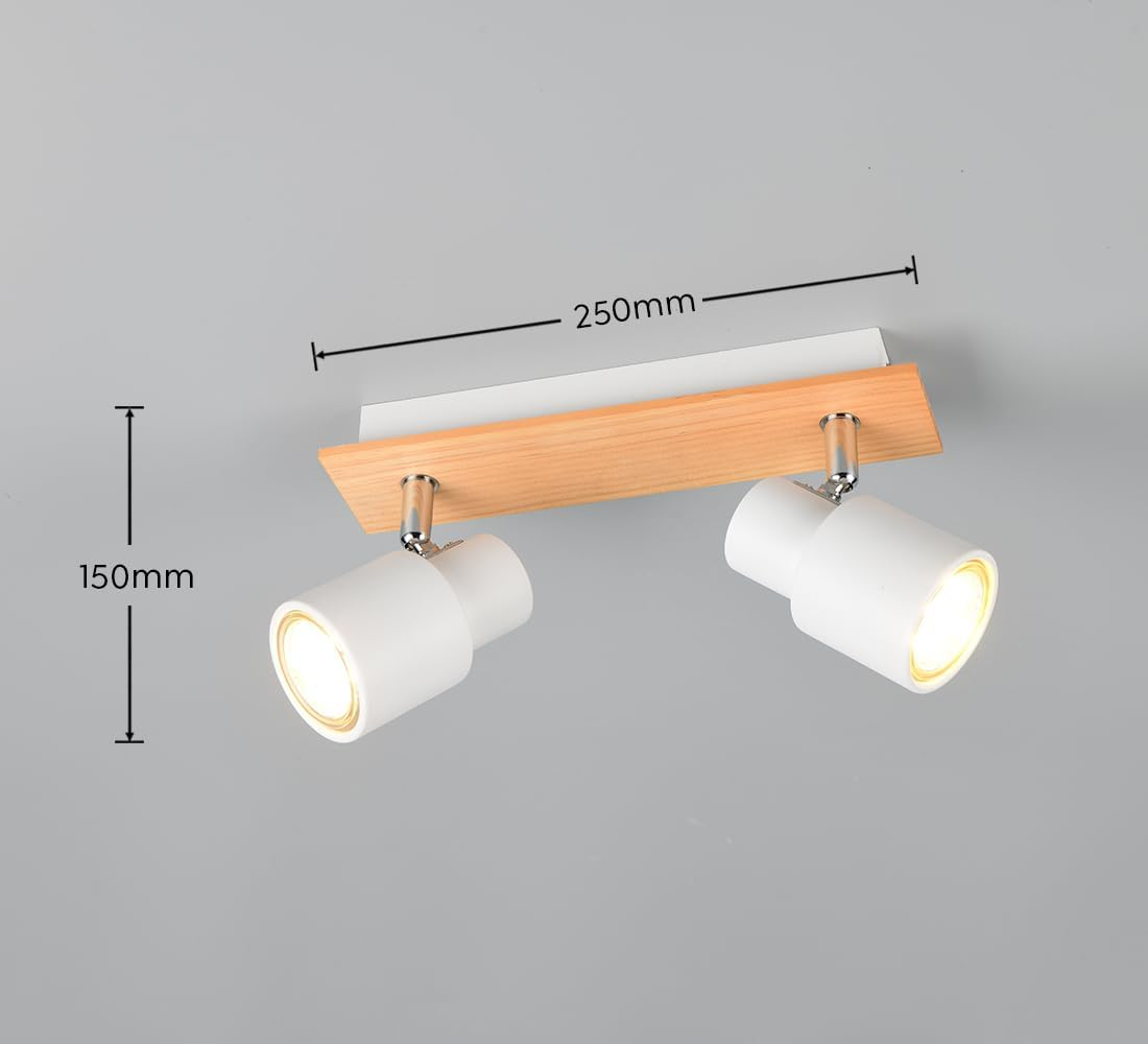 Reality Leuchten Pierre R81982031 Spotlight Metal White Matt Wood Untreated Excl. 1X GU10 image number 5