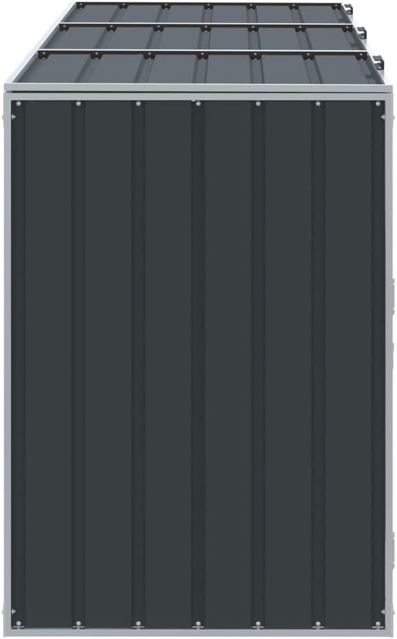 Vidaxl Triple Bin Wheelie Bin Storage - Anthracite Steel 216X81X115 Cm - Ventilated & Expandable image number 4
