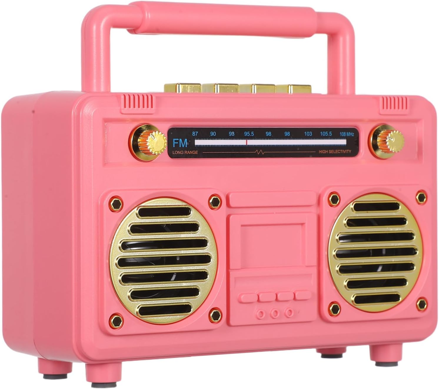 HOLIDYOYO Retro Radio Speaker Mini Portable Wireless Subwoofer Compact Speaker for Outdoor Camping Travel and Cheerleading Events in Pink image number 6