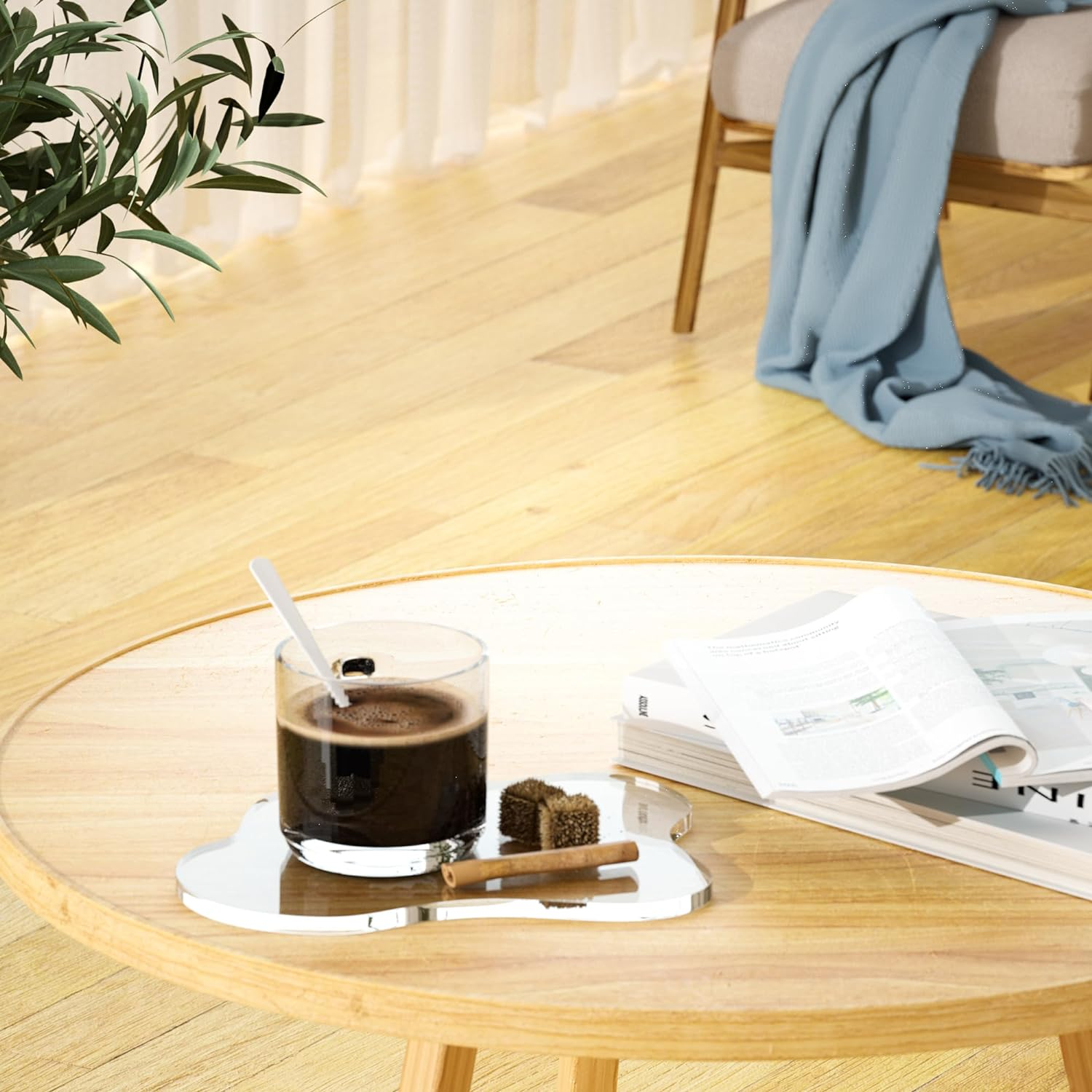 Acrylic 5Pcs/Set Coaster for Desk, Clear Bar Drink Coaster, Clear Cloud Shape Coffee Cup Coaster, Perfect for Tabletop Protection and Accessories Display. - 5, Clear image number 5