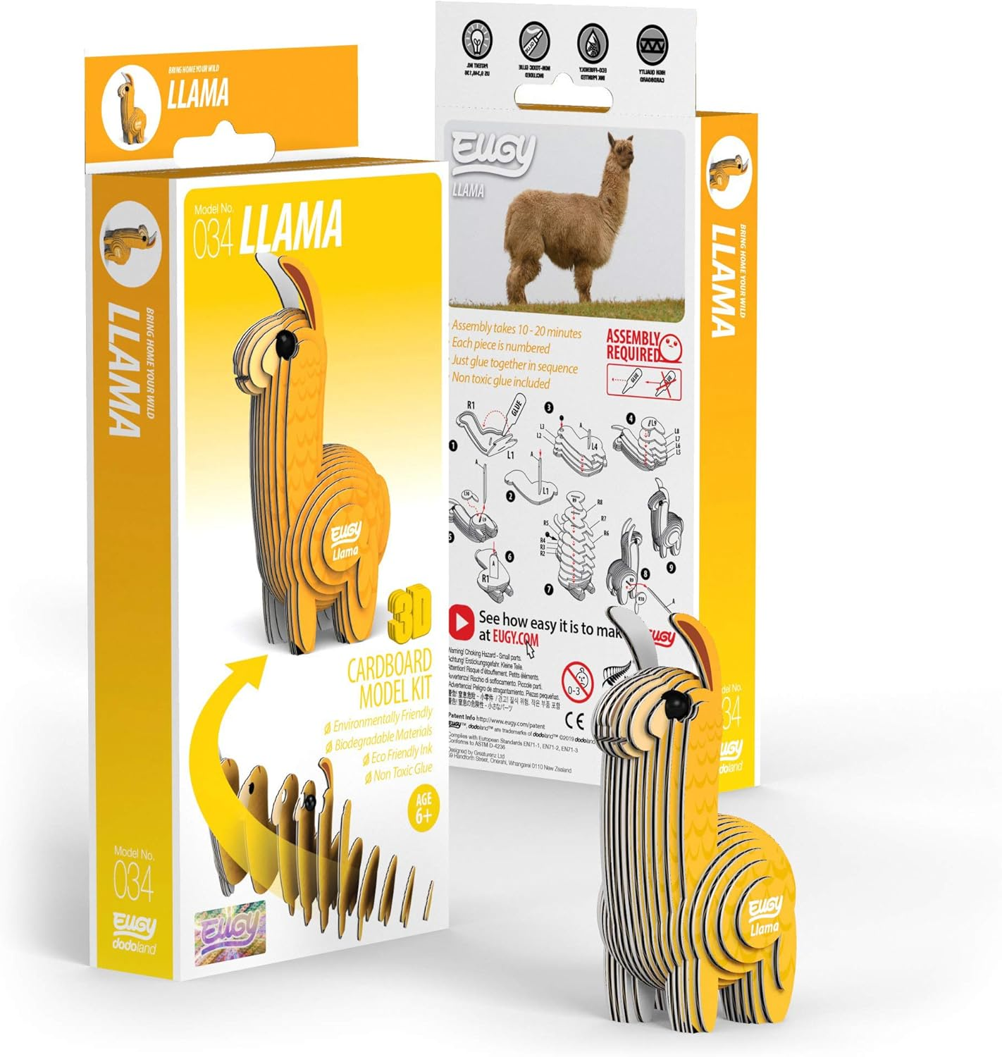 EUGY 034 Llama 3D Puzzle - 20 Piece Eco-Friendly Educational Toy Puzzle for Boys, Girls & Kids Ages 6+ image number 2