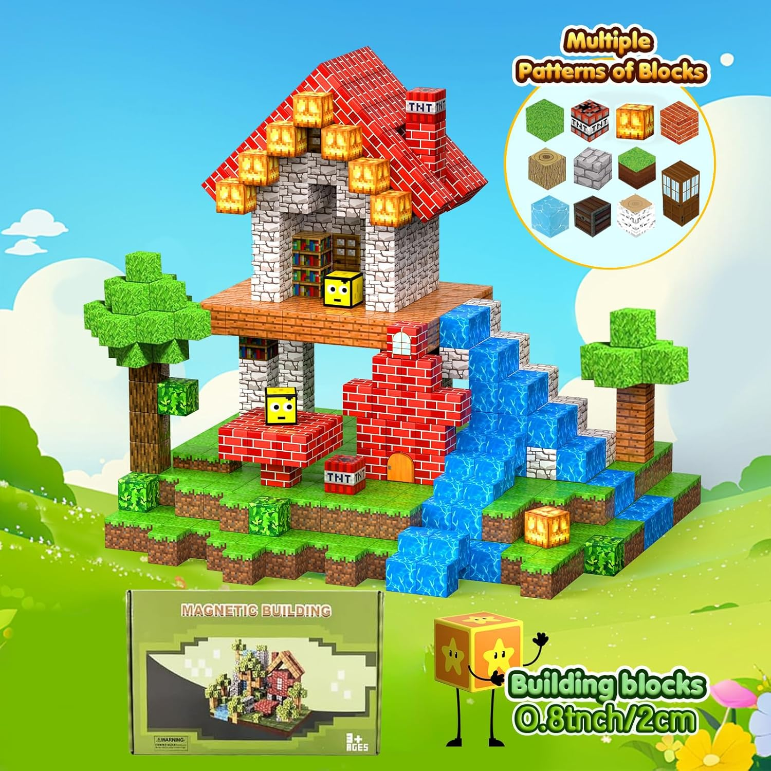 Magnetic Blocks-100Pcs Build Mine Magnet World Set, Magnetic Tiles Kids Build Cubes 2025 Upgraded STEM Game Toys, Christmas Birthday Gifts for Boys & Girls Ages 3+ (Forest) image number 3