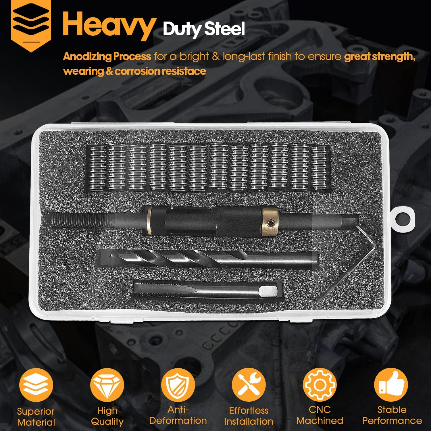 Dearchan 35119S Metric Head Bolt Thread Repair Kit for Cadillac, for Honda, for Toyota, Metric Head Bolt Thread Repair - M11 X 1.5 image number 6