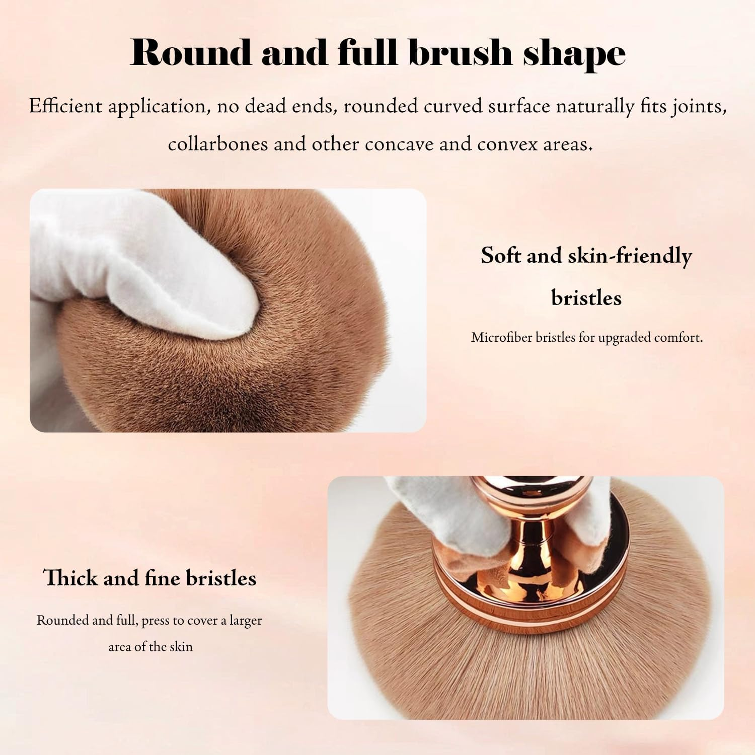 TORMEN Extra Large Body Makeup Brush &ndash; 74Mm Kabuki Foundation Powder Brush for Face and Body Soft Synthetic Bristles (Rose Gold) image number 2