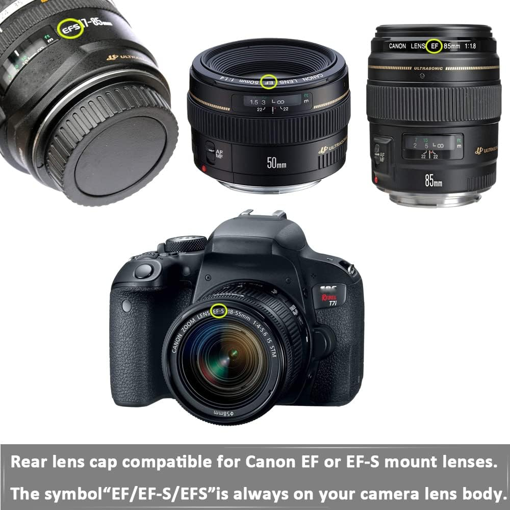 EF/EF-S Body Cap & Rear Lens Cap Cover for Canon Rebel SL3 SL2 T8I T7 T7I EOS 850D 250D 200D More Canon EF/EF-S Mount DSLR(2 Kits), Fire Rock Lens Accessories for SL3 T8I image number 5
