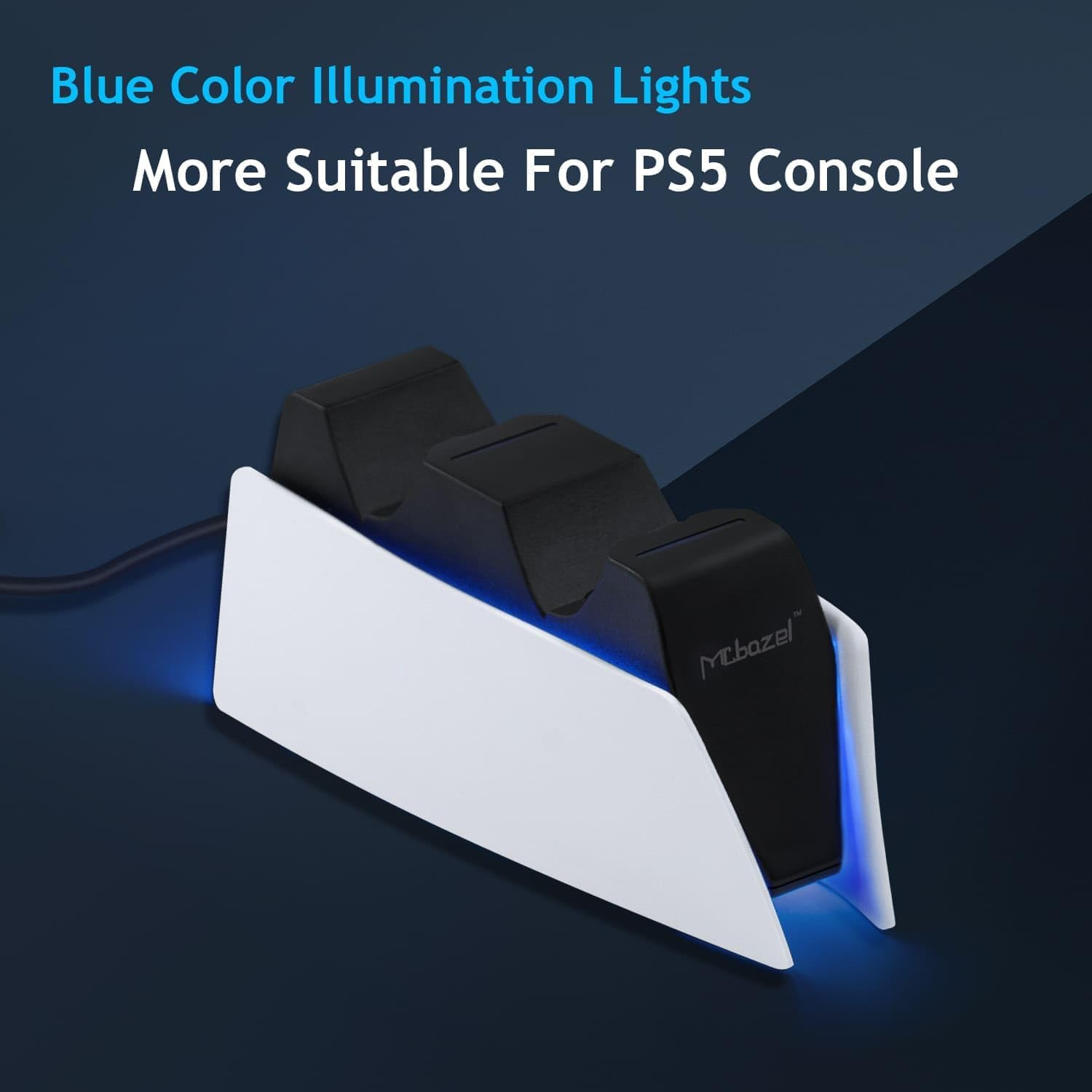 Mcbazel Dual Charger for PS5, Controller Charger Fast Charging Station Dock USB Type C Charging Adapter with LED Indicator for Playstation 5 Dualsense Controller - White image number 2