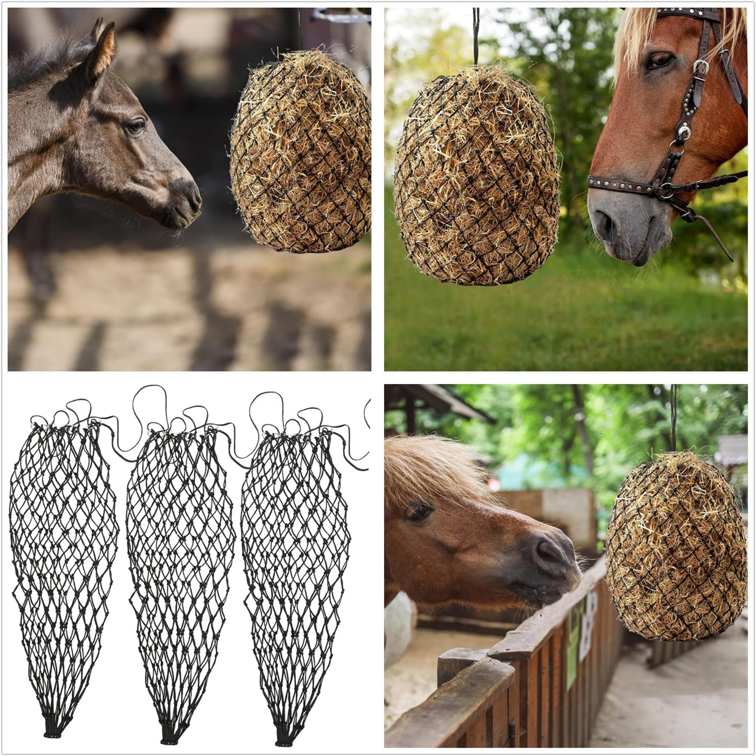Coehaopike Hay Bags Hanging Horse Feeder Horse Straw Pouch Horse Bag Net Slow Feeding Feeder Horse Feeding Bag Woven Storage Pouch Horse Food Bag Small Bags Hanging Horse Pouch Hanging Feeder image number 1