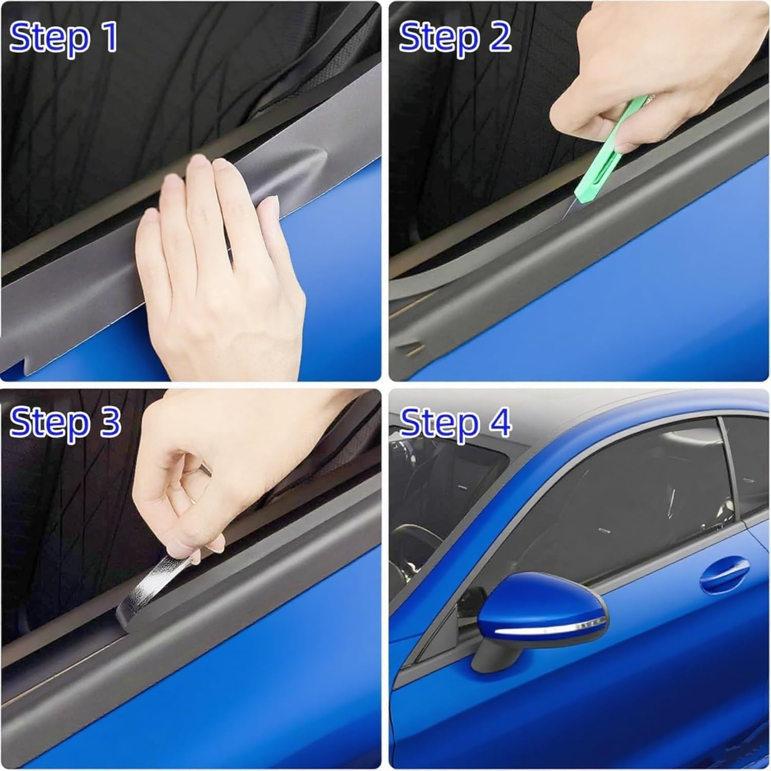 High Gloss Black Vinyl Wrap Tape, 3Cm X 1000Cm, with Scraper Tool and Adhesive Backing，Carbon Fiber Tape Auto Film Tape,Black Detailing Tape,High Self Adhesive with Scraper Tool image number 2