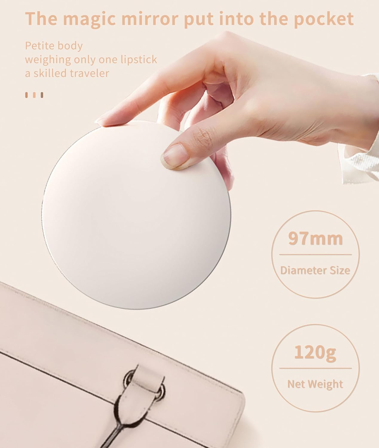 UV Sunscreen Testing Mirror, 2X Magnification 3.5In Pocket Size Sunscreen Testing Camera with Light, Sunscreen Testing Camera Travel Makeup Pocket Mirror with UV Camera image number 2