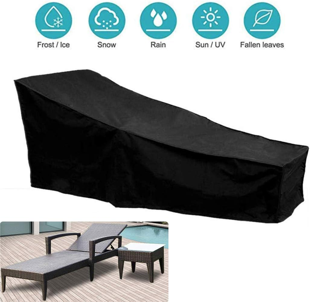 J&C Waterproof Patio Lounge Chair Cover 210D Silver Coated Polyester Fabric Outdoor Chaise Lounge Covers 82L X 30W X 31 Inch (1 Pcs) image number 2
