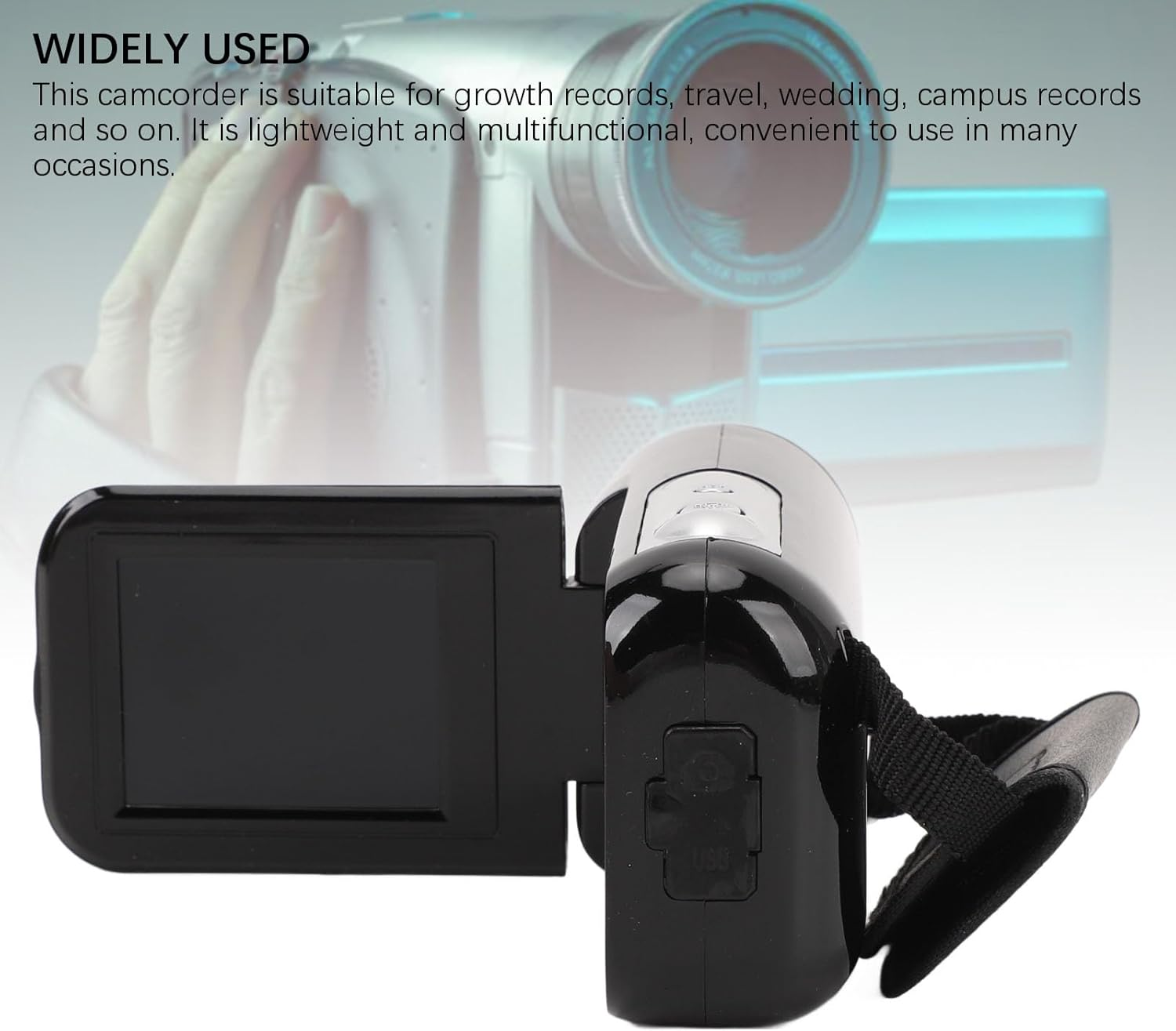 Video Camera Camcorder, 16MP 1080P 16X Digital Zoom Digital Camera Recorder with 2 Inch Screen, anti Shake Vlogging Camera for Travel Photography