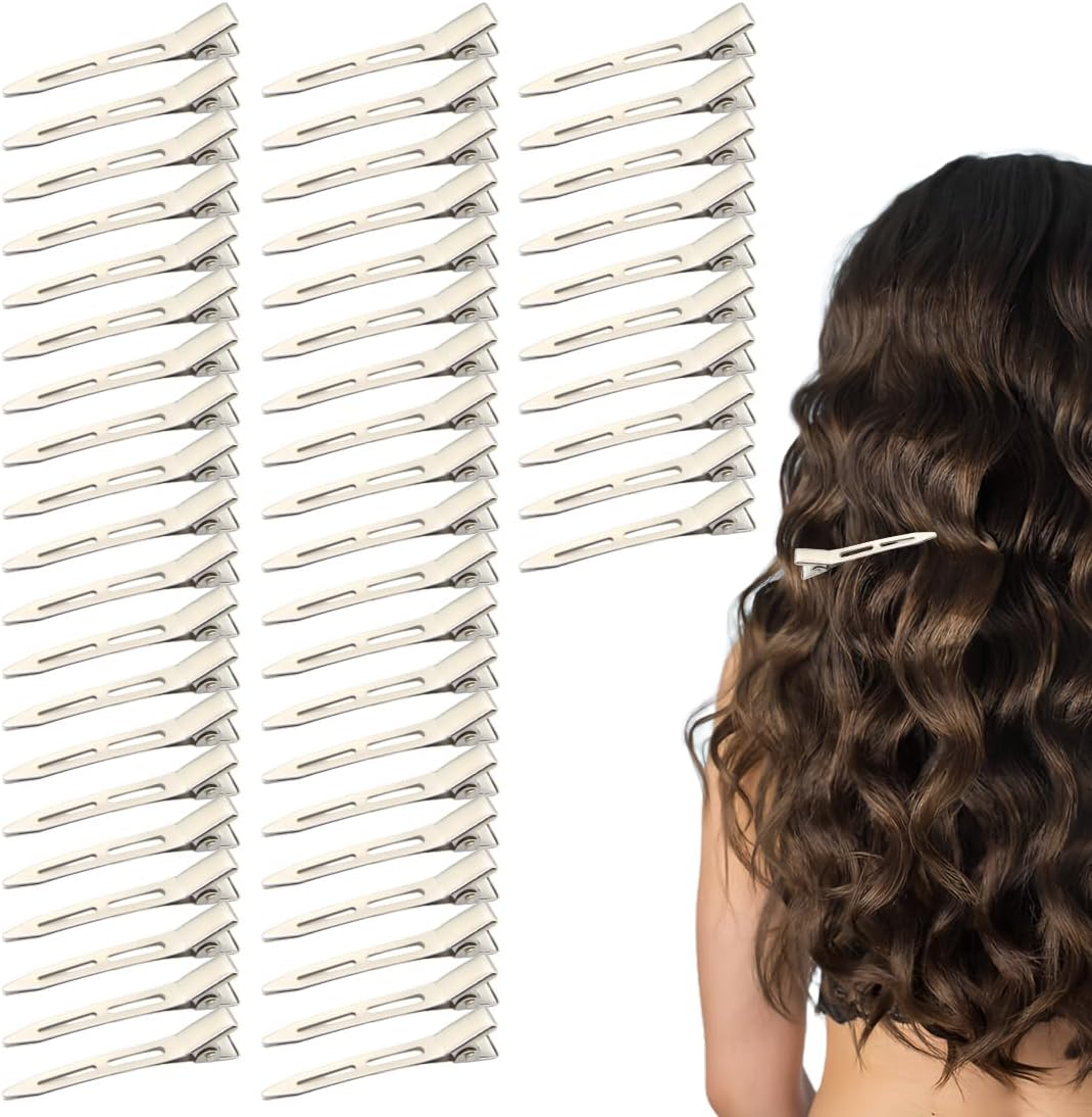 Pack of 50 Entebill Hair Clips Silver Hair Clips 5.5 Cm Hair Clips Hairdressing Alligator Clips Metal Hair Clips for Hair Clips Women'S Clips Hairdressing Salon Girls Hair Styling DIY image number 1