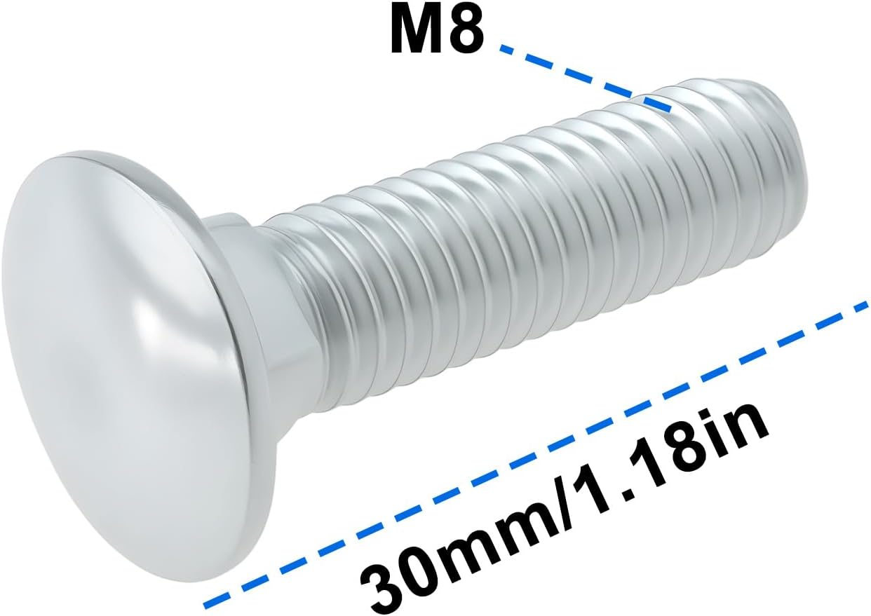 SG Store 4Pcs Car Collision Avoidance Bumper Chrome Screw M8X30Mm 113707191B Compatible with VW Kaefer image number 6